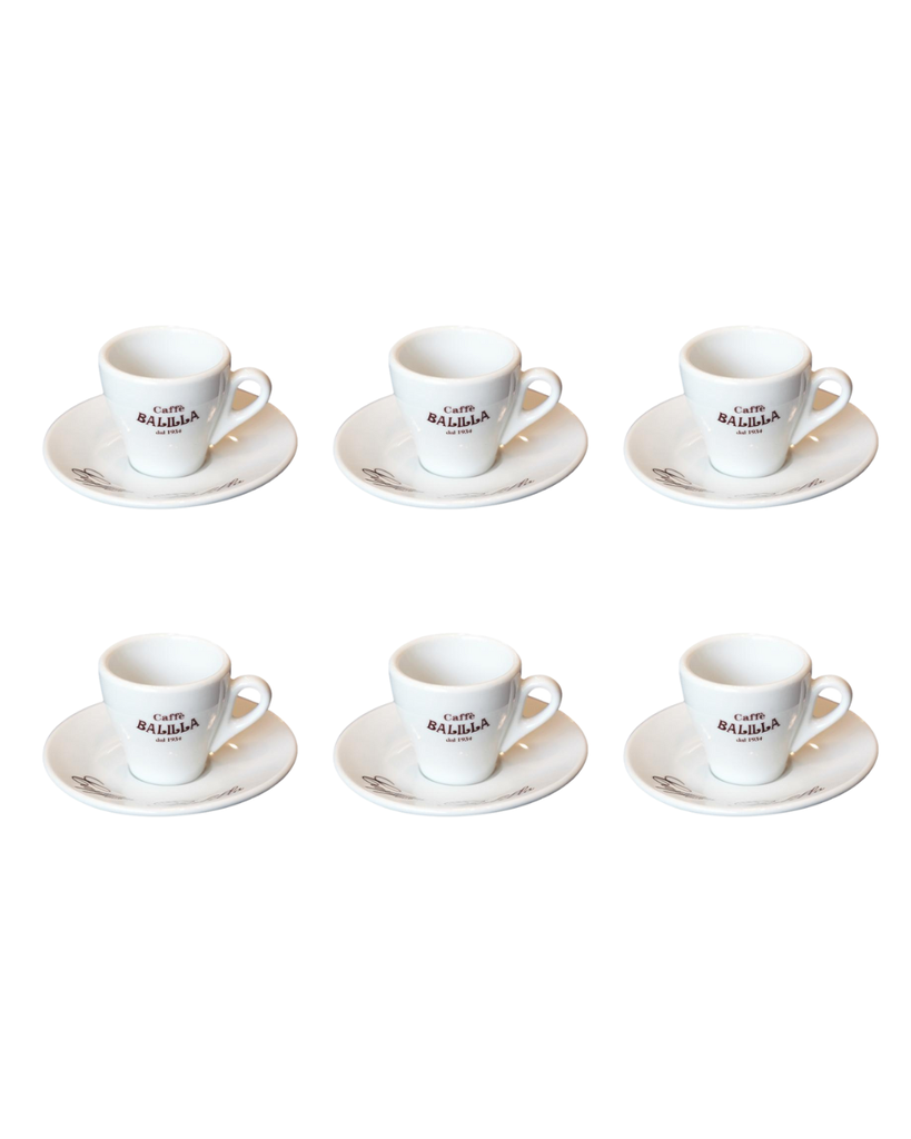 Set 6 tazzine caffè e piattino bianco BALILLA