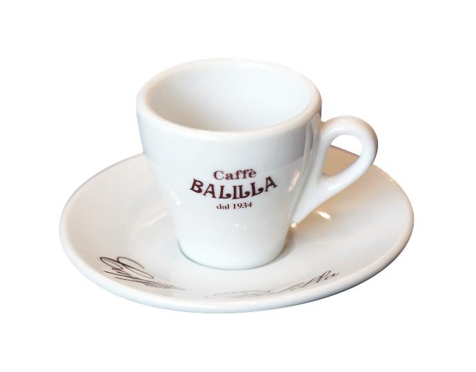 Set mit 6 weißen Kaffeetassen und Untertassen BALILLA
